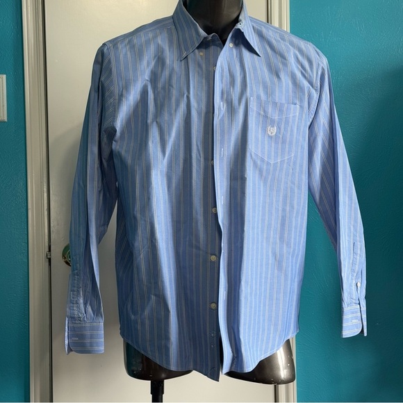 Chaps Men’s Blue Long Sleeve Button Down Dress Shirt Classic Fit XL - Picture 1 of 10
